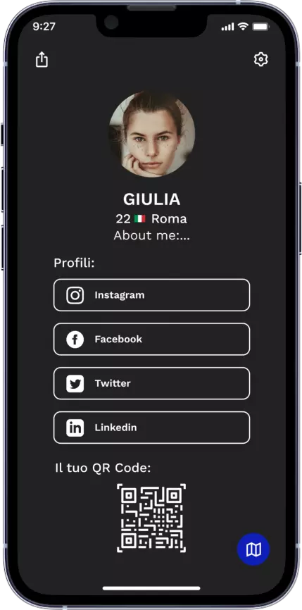 social map app profile page design